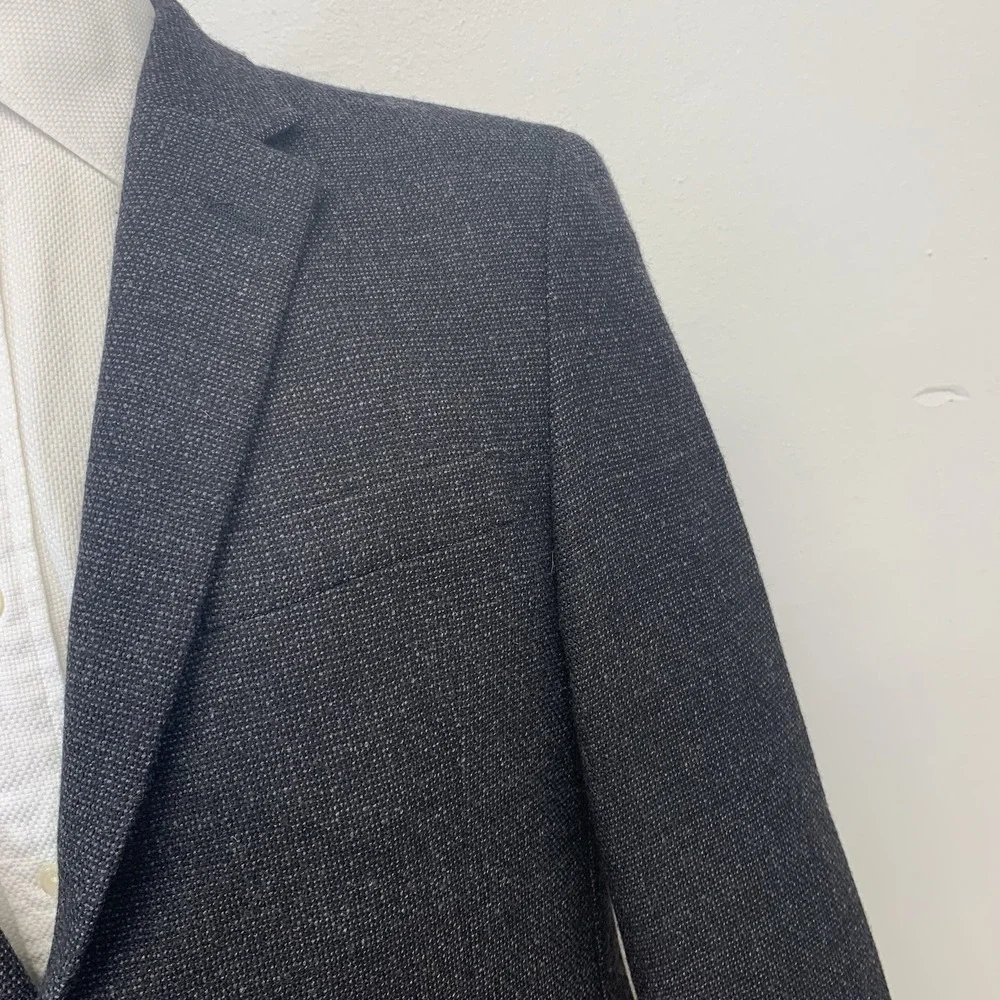 Tommy Hilfiger Sport Coat Blazer Black Tweed 40 R Wool  2 Button Business  Work